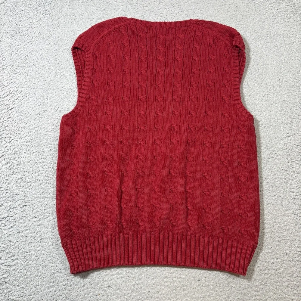 Vintage Polo Ralph Lauren Sweater Vest Mens L Red Blue Pony Golf Preppy V Neck - Picture 5 of 6